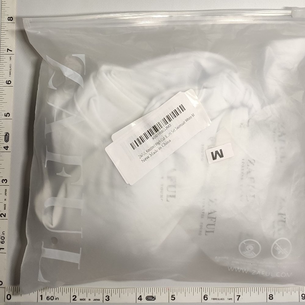 NWT ZAFUL Medium Front Tie Bandeau White bikini set - Picture 3 of 6